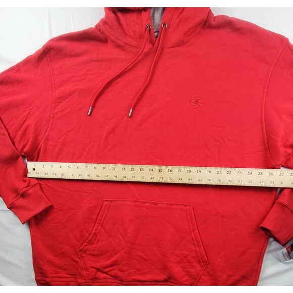 Champion PowerBlend Fleece Pullover Hoodie Red Mens XXL NWT Embroidered Logo - Picture 7 of 8